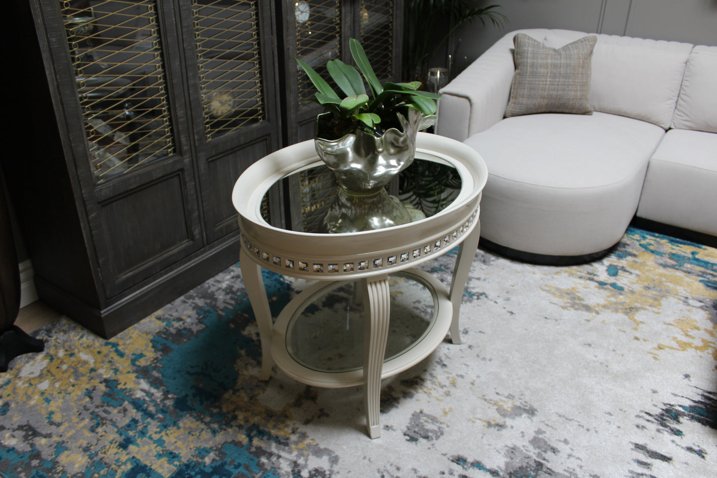 Marge Carson Crystal Side Table Floor Sample