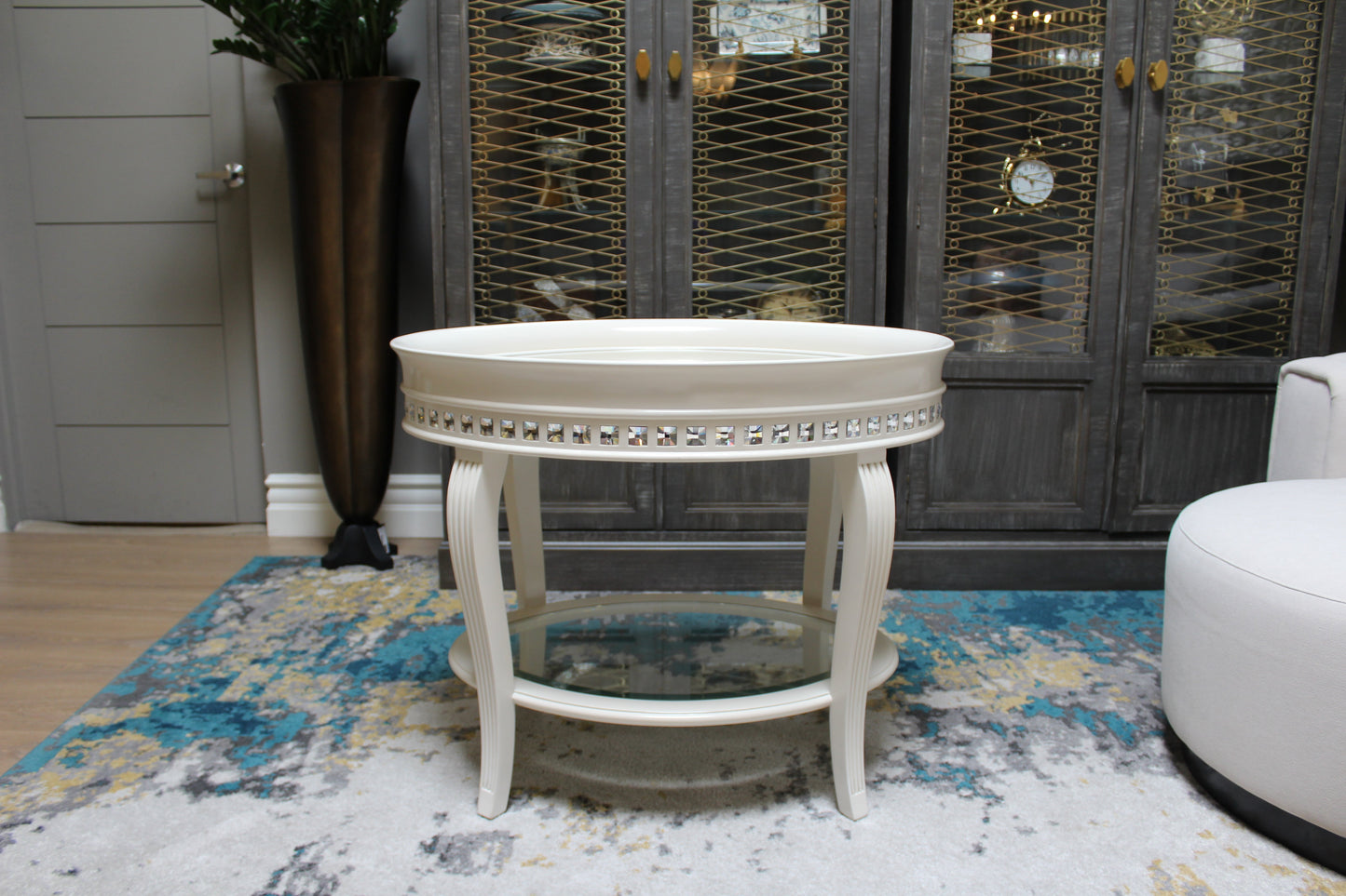 Marge Carson Crystal Side Table Floor Sample