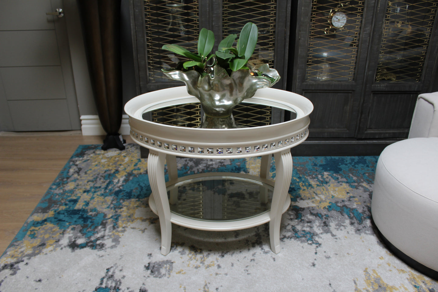 Marge Carson Crystal Side Table Floor Sample
