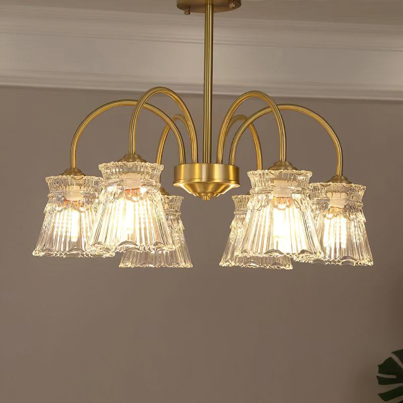 Ice Cream Crystal Chandeliers 6 Heads Dia 25.9″x H 20″ / Dia 66cm x H 51cm / Brass / Clear Chandelier