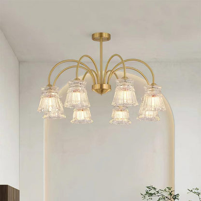 Ice Cream Crystal Chandeliers 8 Heads Dia 31.5″x H 20″ / Dia 80cm x H 51cm / Brass / Clear Chandelier