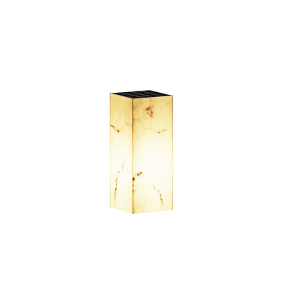 Imitation Marble Cube Outdoor Light L 7.9″ x W 7.9″ x H 19.7″ / Model B: Solar-Powered Version / Warm Light Outdoor
