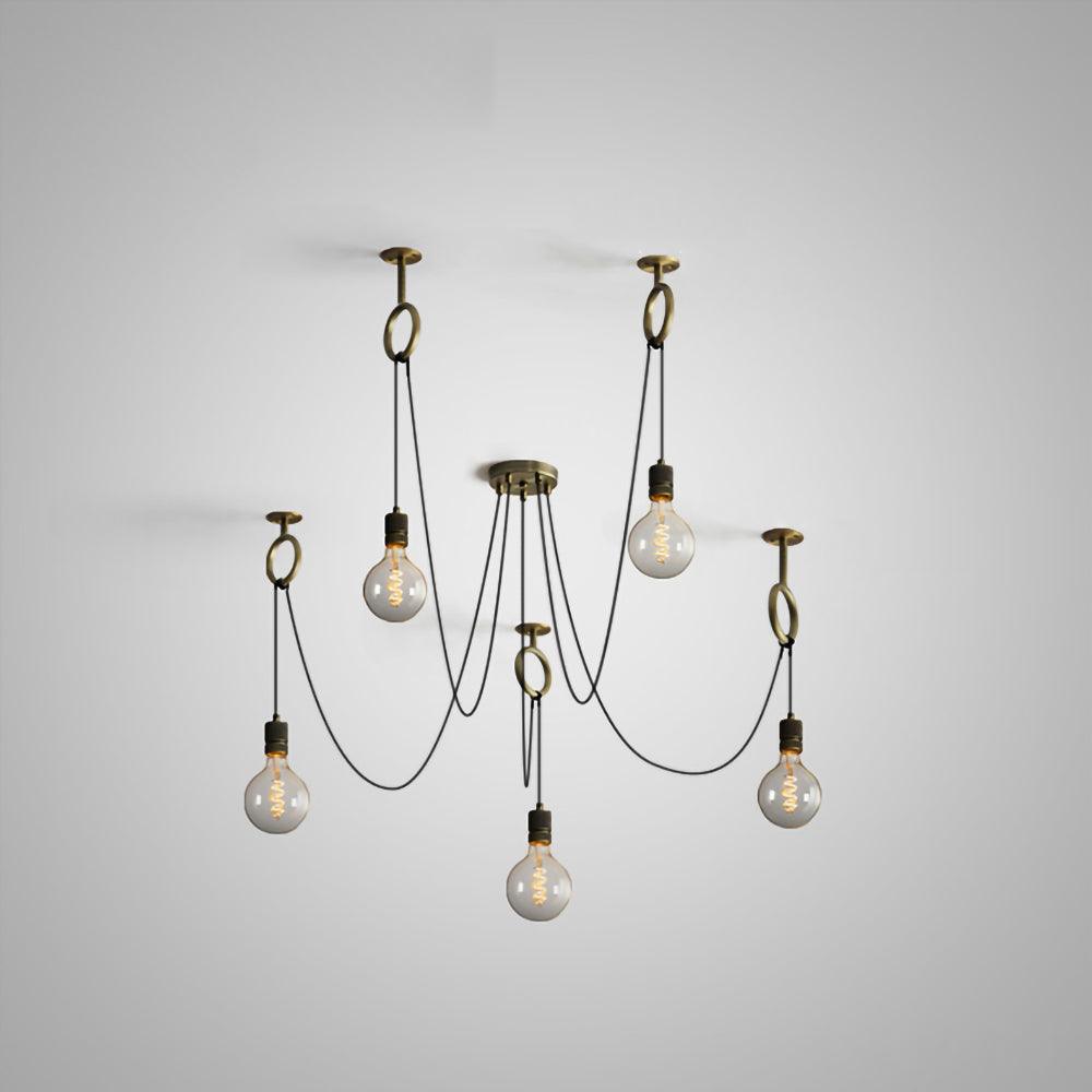 Industrial Spider Chandelier 5heads Dia15cm / ? 5.9″ / Copper Chandelier