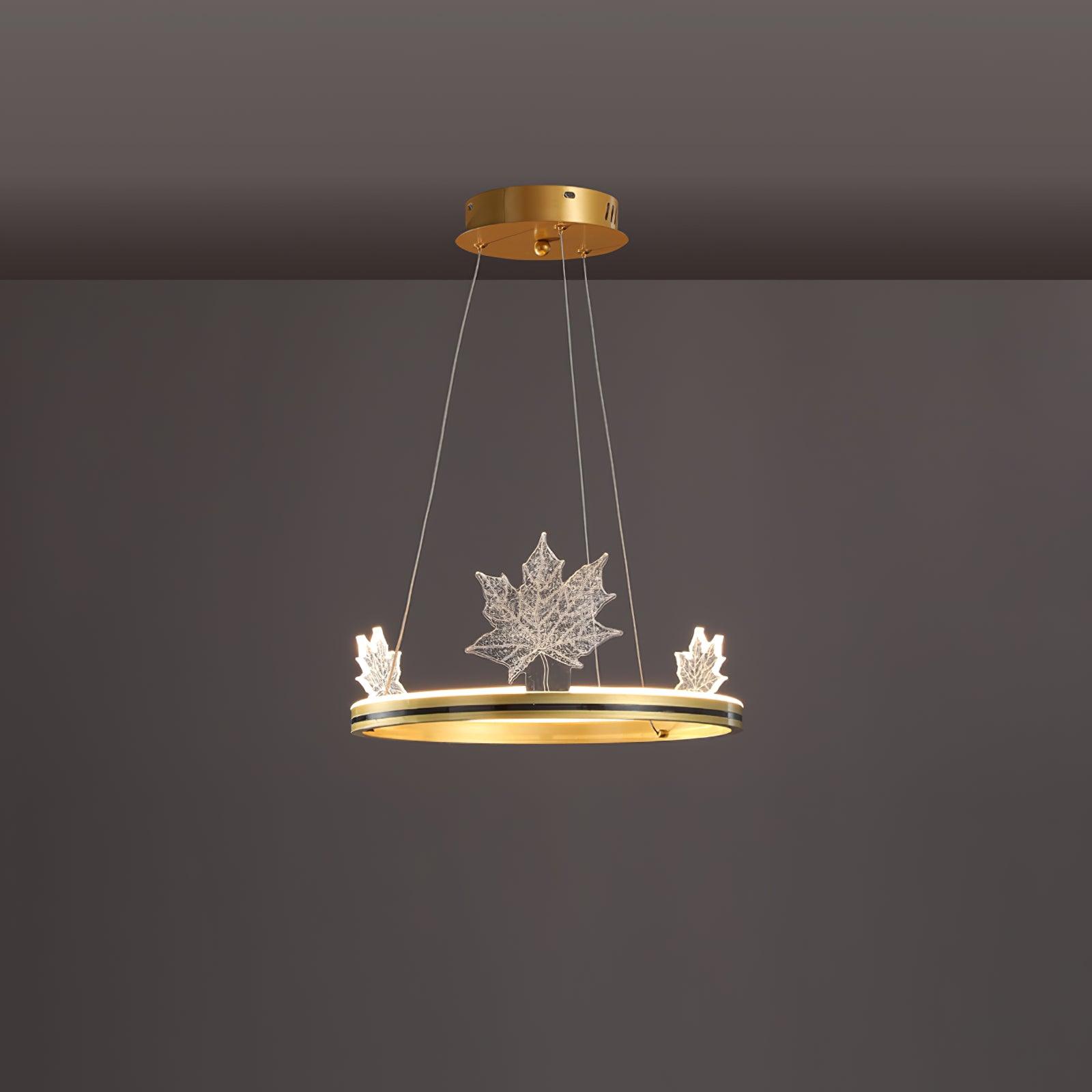 Ion Leaf Chandelier ? 15.7″ x H 7″ / Dia 40cm x H 18cm / Gold / Warm White Chandelier