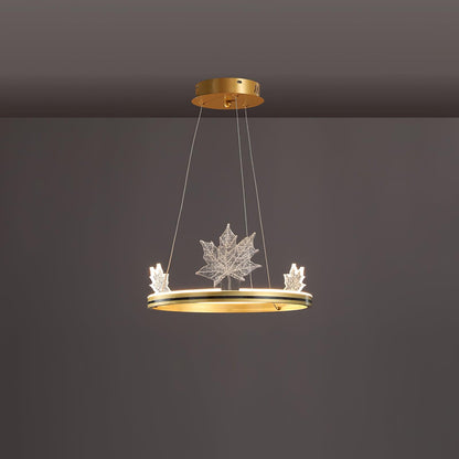Ion Leaf Chandelier ? 15.7″ x H 7″ / Dia 40cm x H 18cm / Gold / Warm White Chandelier