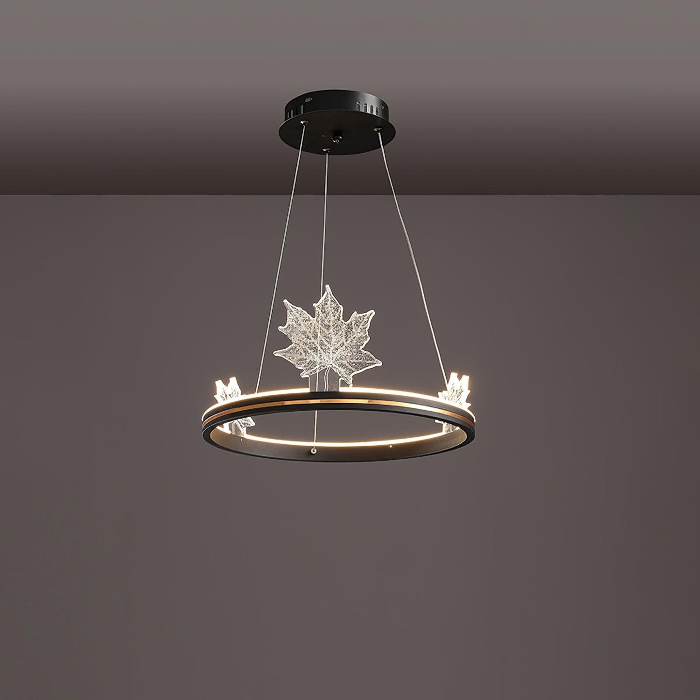 Ion Leaf Chandelier ? 15.7″ x H 7″ / Dia 40cm x H 18cm / Black / Warm White Chandelier