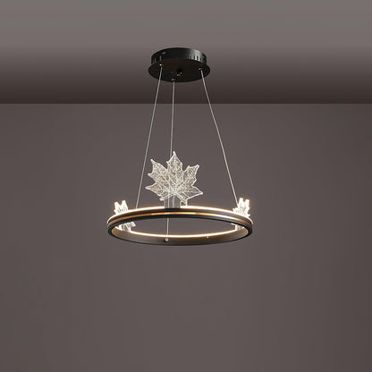 Ion Leaf Chandelier ? 15.7″ x H 7″ / Dia 40cm x H 18cm / Black / Warm White Chandelier