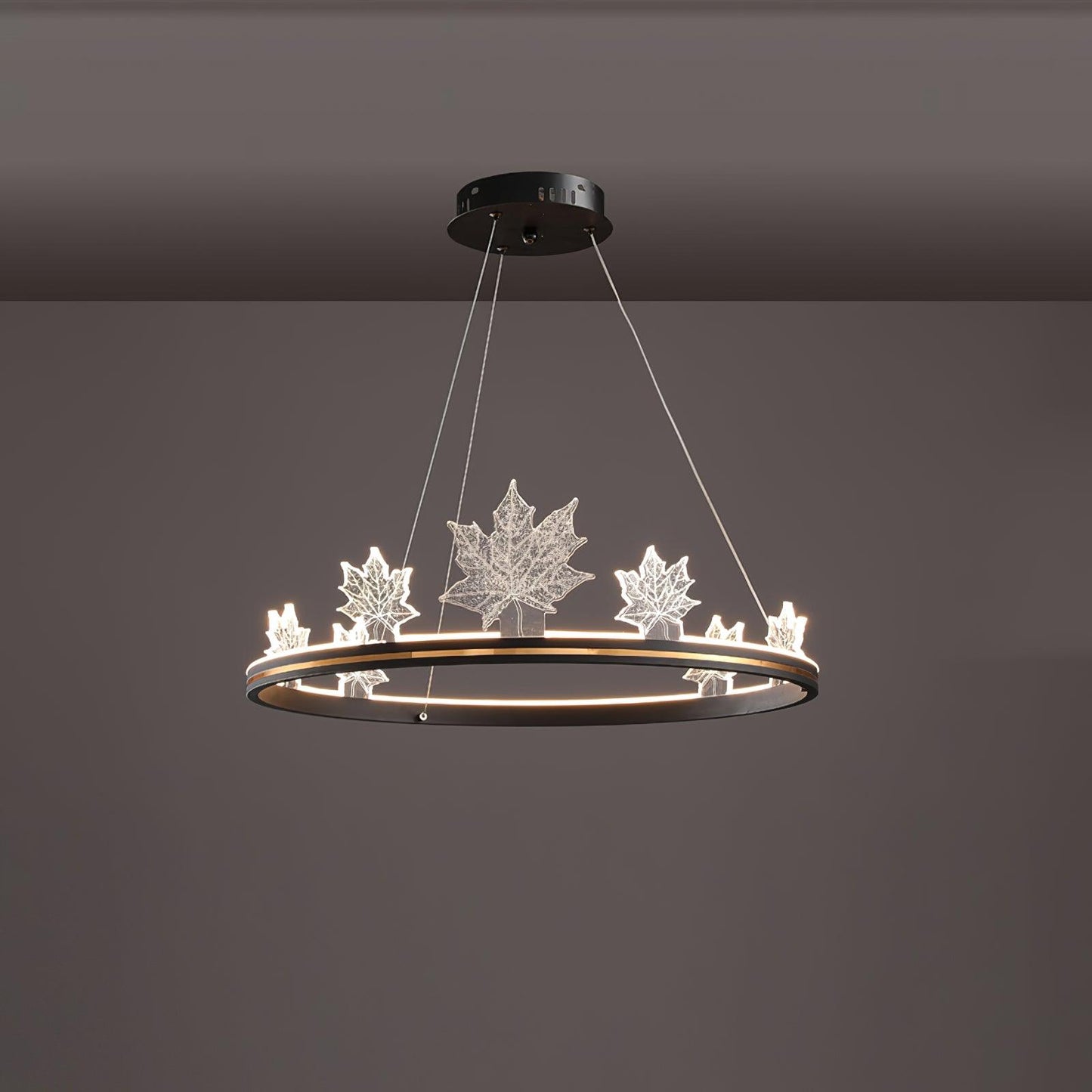 Ion Leaf Chandelier ? 23.6″ x H 7″ / Dia 60cm x H 18cm / Black / Warm White Chandelier
