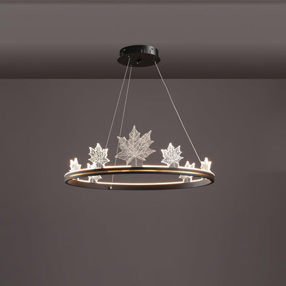 Ion Leaf Chandelier ? 23.6″ x H 7″ / Dia 60cm x H 18cm / Black / Warm White Chandelier