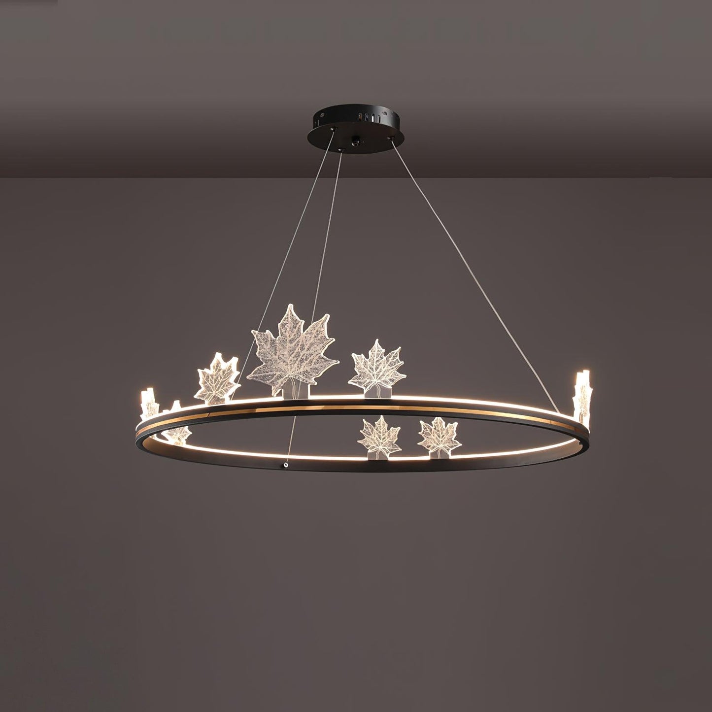 Ion Leaf Chandelier ? 31.4″ x H 7″ / Dia 80cm x H 18cm / Black / Warm White Chandelier