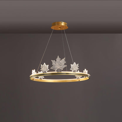 Ion Leaf Chandelier ? 23.6″ x H 7″ / Dia 60cm x H 18cm / Gold / Warm White Chandelier