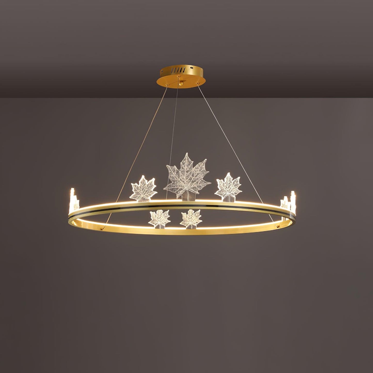 Ion Leaf Chandelier ? 31.4″ x H 7″ / Dia 80cm x H 18cm / Gold / Warm White Chandelier