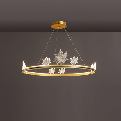 Ion Leaf Chandelier ? 31.4″ x H 7″ / Dia 80cm x H 18cm / Gold / Warm White Chandelier
