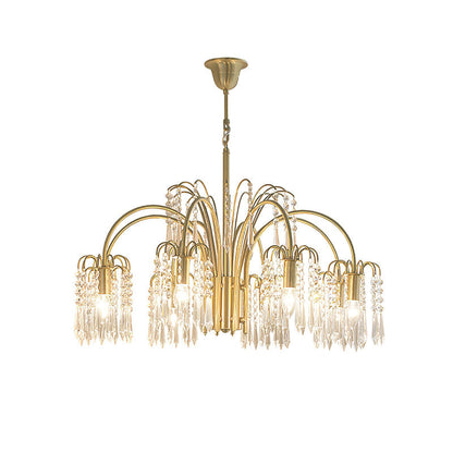 Isla Dawn Chandelier 8 Heads Dia 23.6″ x H 17.7″ / Dia 60cm x H 45cm / Brass & Clear Crystal Chandelier