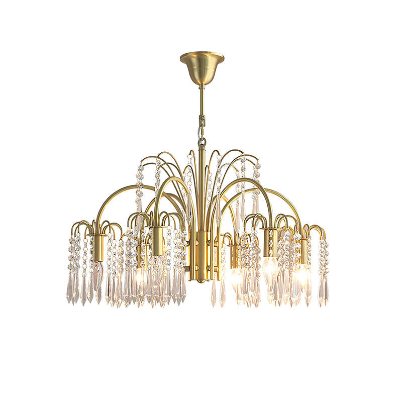 Isla Dawn Chandelier 6 Heads Dia 23.6″ x H 17.7″ / Dia 60cm x H 45cm / Brass & Clear Crystal Chandelier