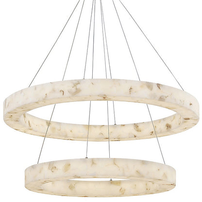 LumenAria LED 2-Tier Alabaster Rocks Ring Pendant