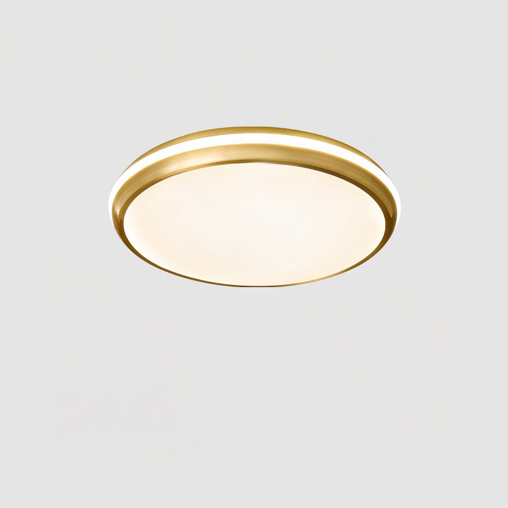 Jameson Ceiling Light ? 16.9″ x H 1.8″ / Dia 43cm x H 4.5cm / Brass & White / Warm Light Ceiling lamp
