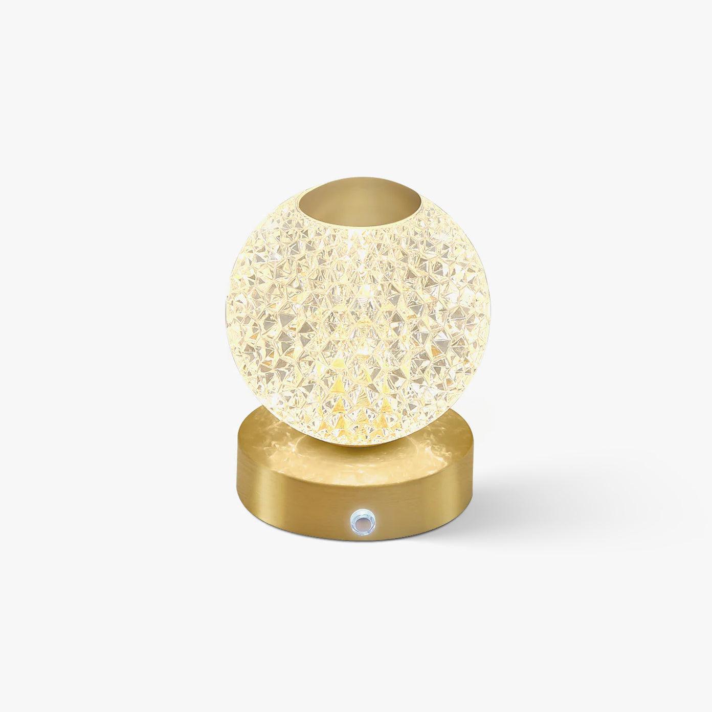 Jarin Diamond Built-in Battery Table Lamp Dia 4.3″ x H 5.9″/ Dia 11cm x H 15cm / Brass & Clear Table lamp