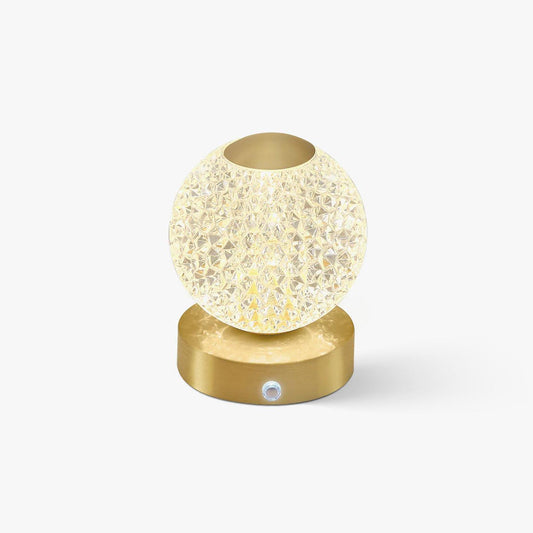 Jarin Diamond Built-in Battery Table Lamp Dia 4.3″ x H 5.9″/ Dia 11cm x H 15cm / Brass & Clear Table lamp