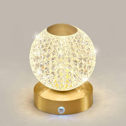 Jarin Diamond Built-in Battery Table Lamp ? 4.3″ x H 5.9″/ Dia 11cm x H 15cm / Brass & Clear Table lamp