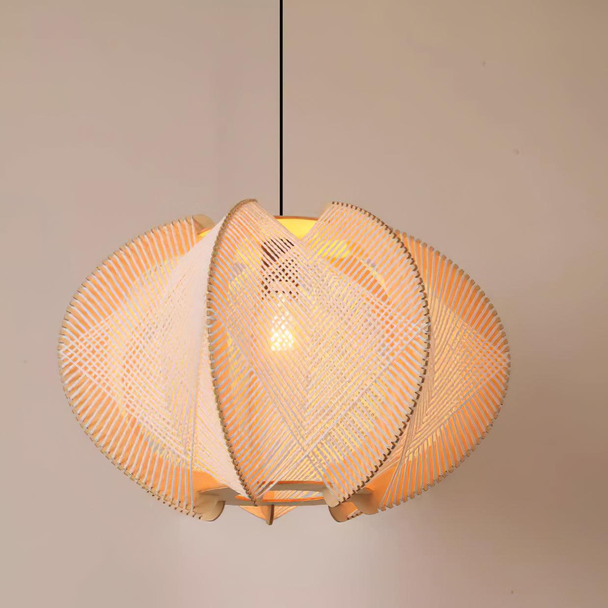 Java Pendant Light Dia 23.6″ x H 17.7″ / Dia 60cm x H 45cm (About ~3.2Kg) Beige & Nature wood Pendant light