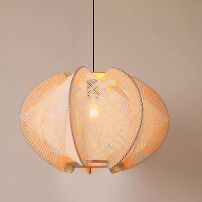 Java Pendant Light Dia 23.6″ x H 17.7″ / Dia 60cm x H 45cm (About ~3.2Kg) Beige & Nature wood Pendant light