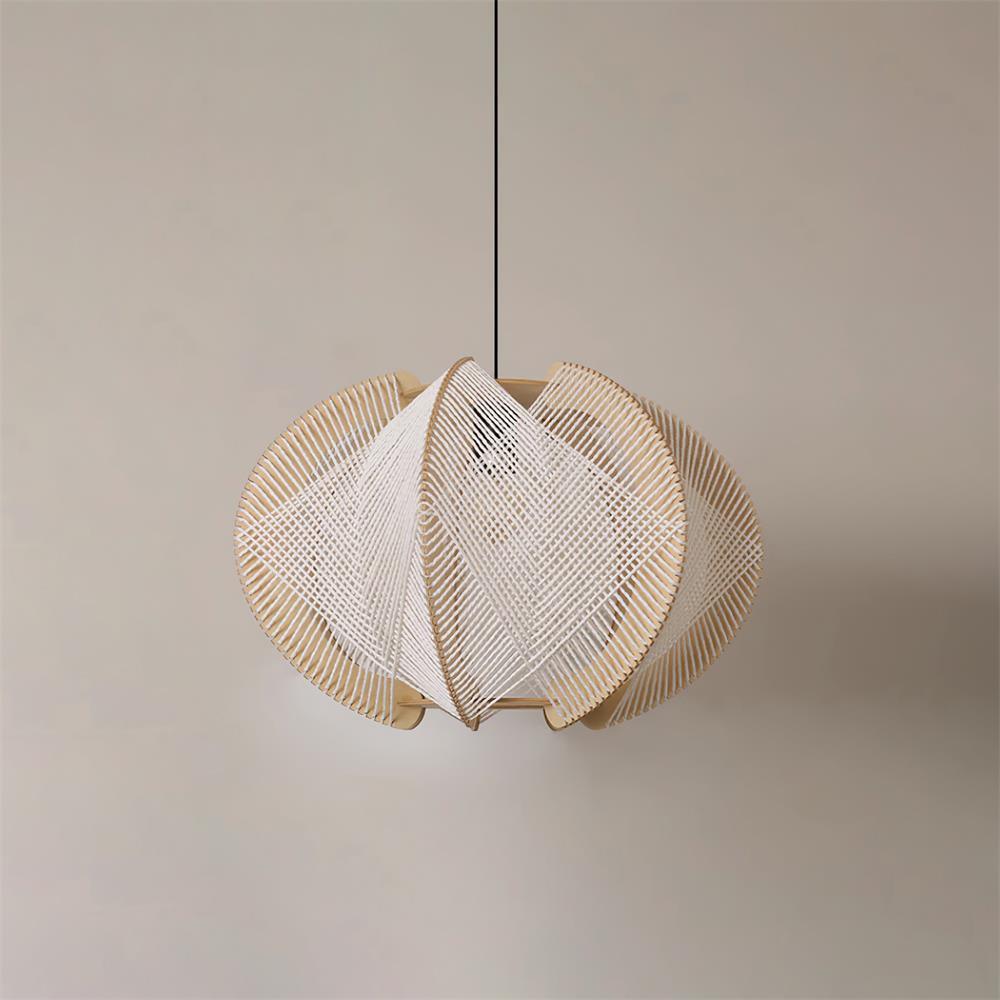 Java Pendant Light Dia 15.7″ x H 11″ / Dia 40cm x H 28cm (About ~2.5Kg) Beige & Nature wood Pendant light