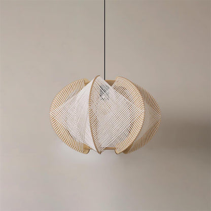 Java Pendant Light Dia 15.7″ x H 11″ / Dia 40cm x H 28cm (About ~2.5Kg) Beige & Nature wood Pendant light