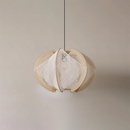 Java Pendant Light Dia 11.8″ x H 7.9″ / Dia 30cm x H 20cm (About ~2Kg) Beige & Nature wood Pendant light