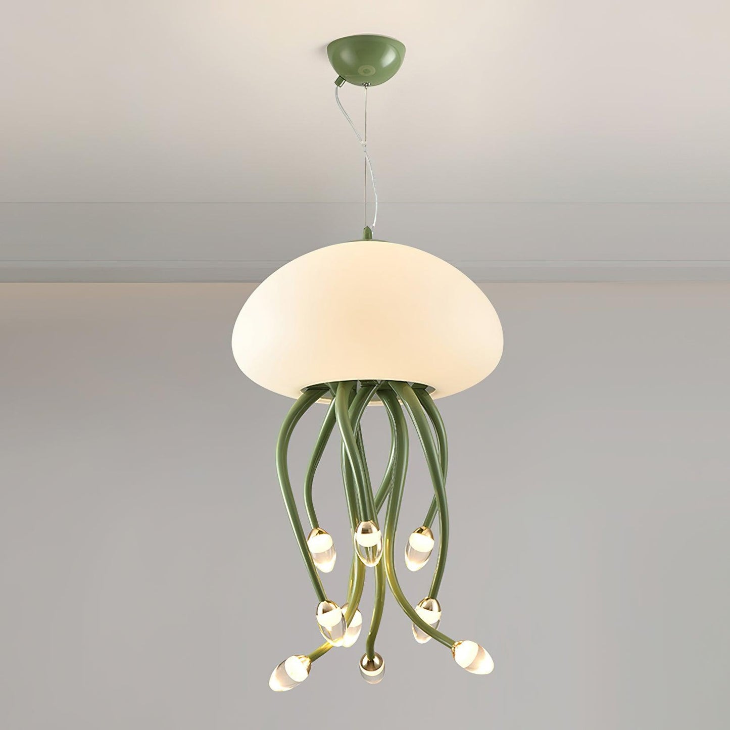Jellyfish Pendant Lamp 9 + 1Heads ? 15.7″ x H 25.6″ / Dia 40cm x H 65cm / Green & White / Warm Light Pendant light