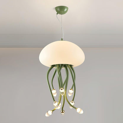 Jellyfish Pendant Lamp 9 + 1Heads ? 15.7″ x H 25.6″ / Dia 40cm x H 65cm / Green & White / Warm Light Pendant light