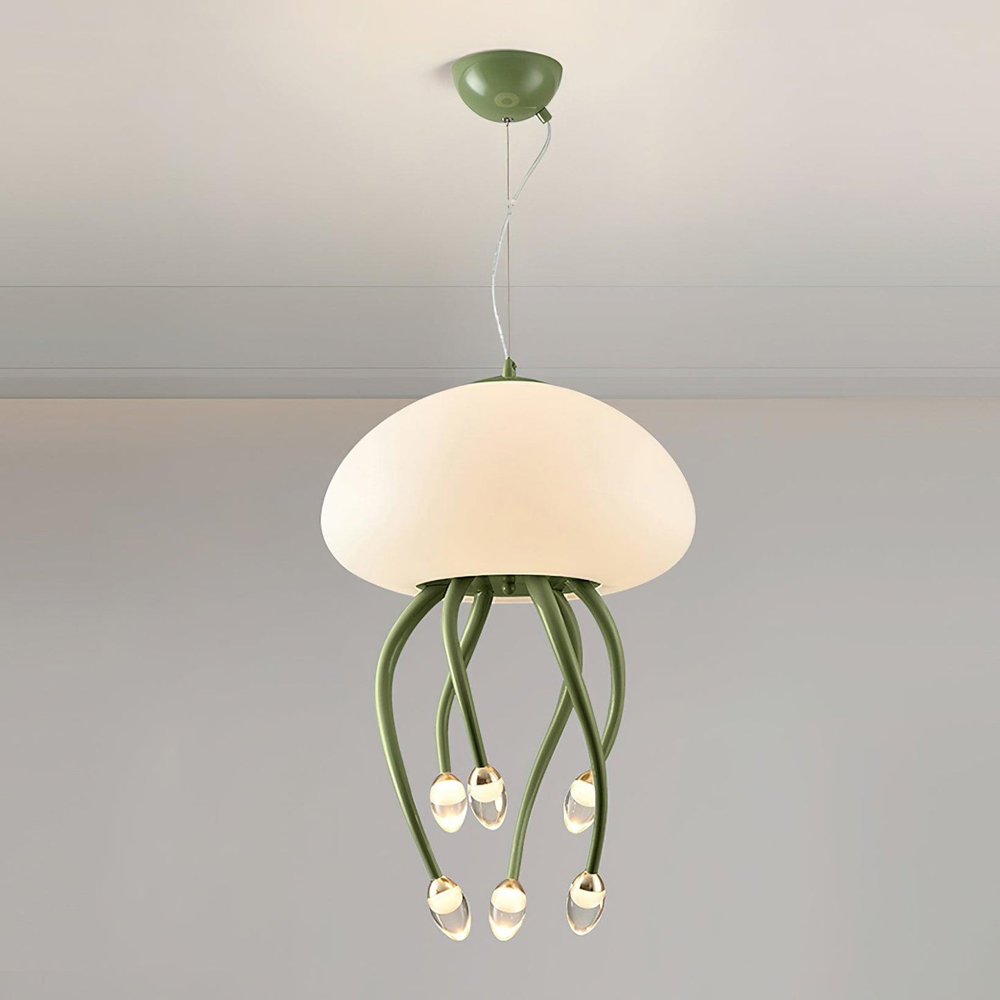 Jellyfish Pendant Lamp 6 + 1Heads ? 15.7″ x H 22.8″ / Dia 40cm x H 58cm / Green & White / Warm Light Pendant light