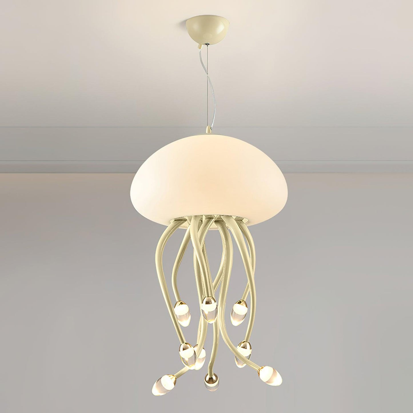 Jellyfish Pendant Lamp 9 + 1Heads ? 15.7″ x H 25.6″ / Dia 40cm x H 65cm / Beige & White / Warm Light Pendant light