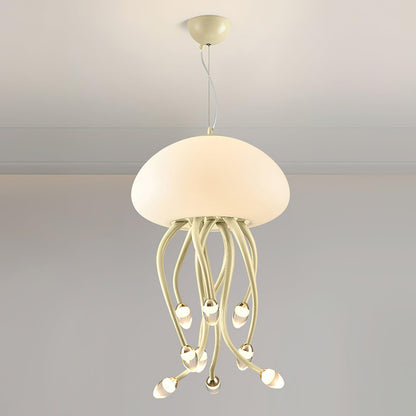 Jellyfish Pendant Lamp 9 + 1Heads ? 15.7″ x H 25.6″ / Dia 40cm x H 65cm / Beige & White / Warm Light Pendant light