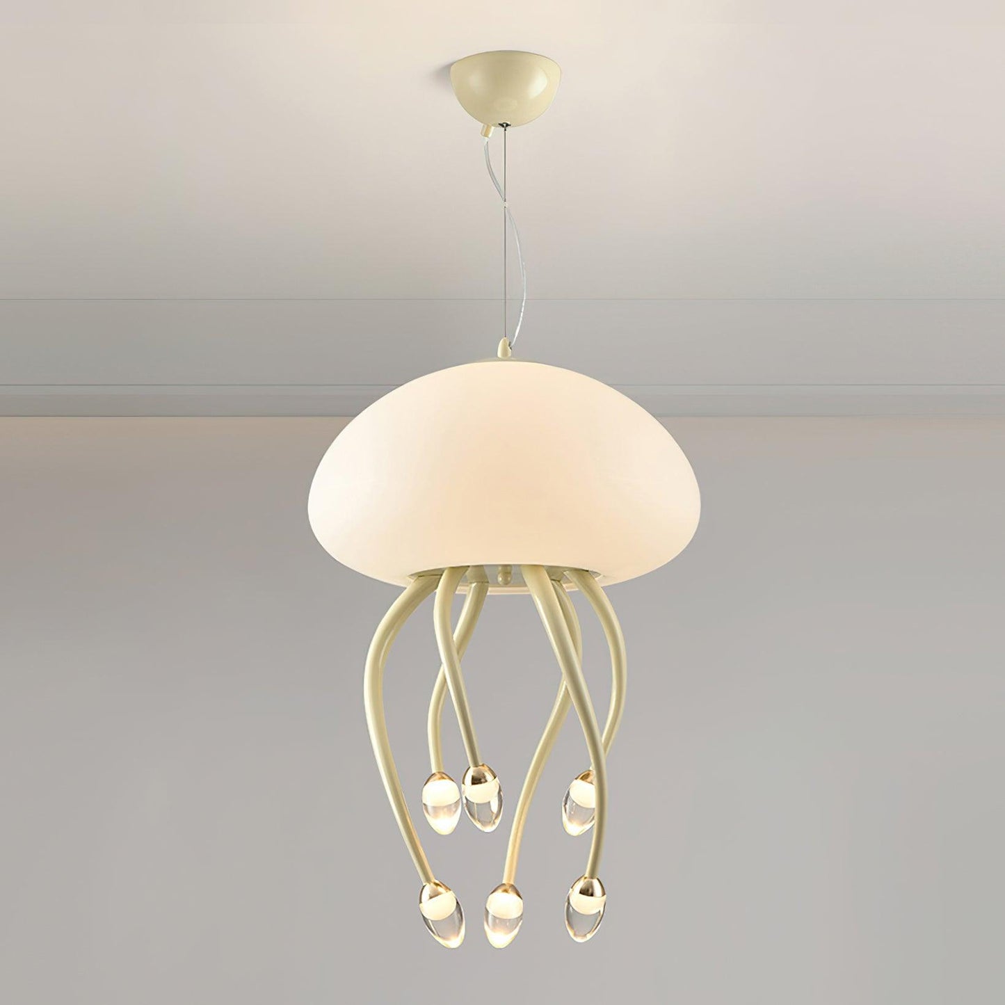 Jellyfish Pendant Lamp 6 + 1Heads ? 15.7″ x H 22.8″ / Dia 40cm x H 58cm / Beige & White / Warm Light Pendant light