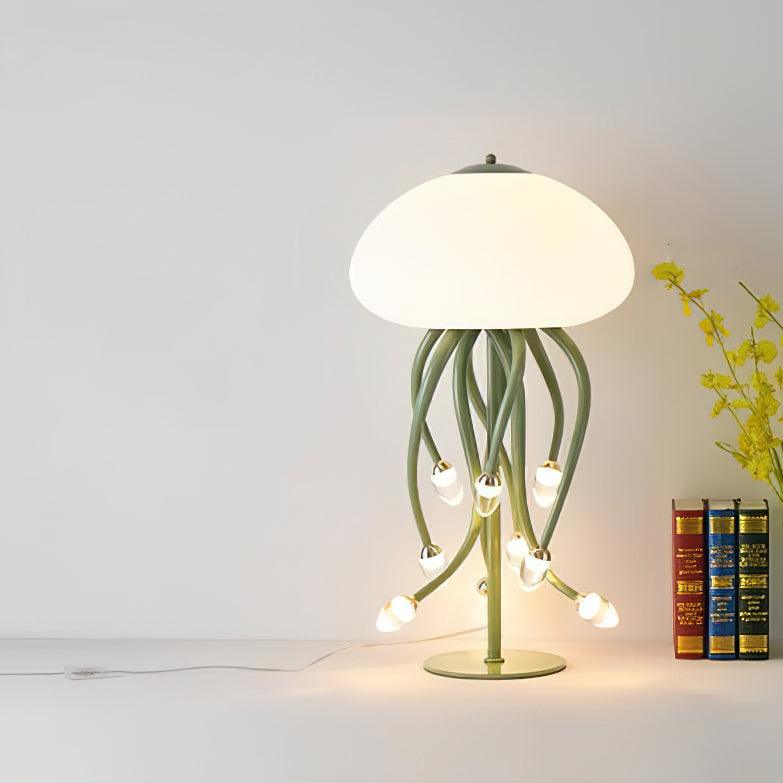 Jellyfish Table Lamp 9 + 1 Heads Dia 15.7″ x H 27.6″ / Dia 40cm x H 70cm / Green & Warm Light / US Plug Table lamp