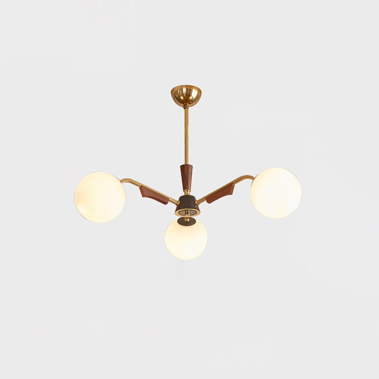 Jeri Sputnik Chandelier 3 Heads ? 25.2″ x H 11.8″ / Dia 80cm x H 26cm / Brass & Walnut & White Chandelier