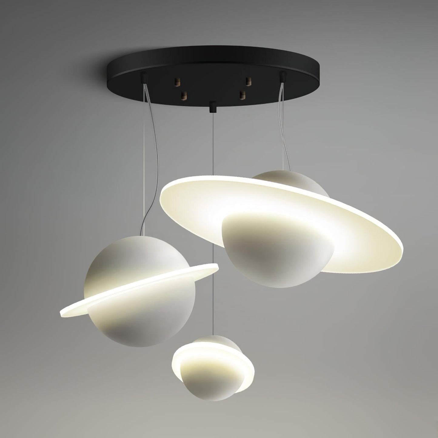 Jupiter Ring Pendant Light 3 heads Round canopy ? 15.7″ / Dia 40cm / White / Warm Light Pendant light