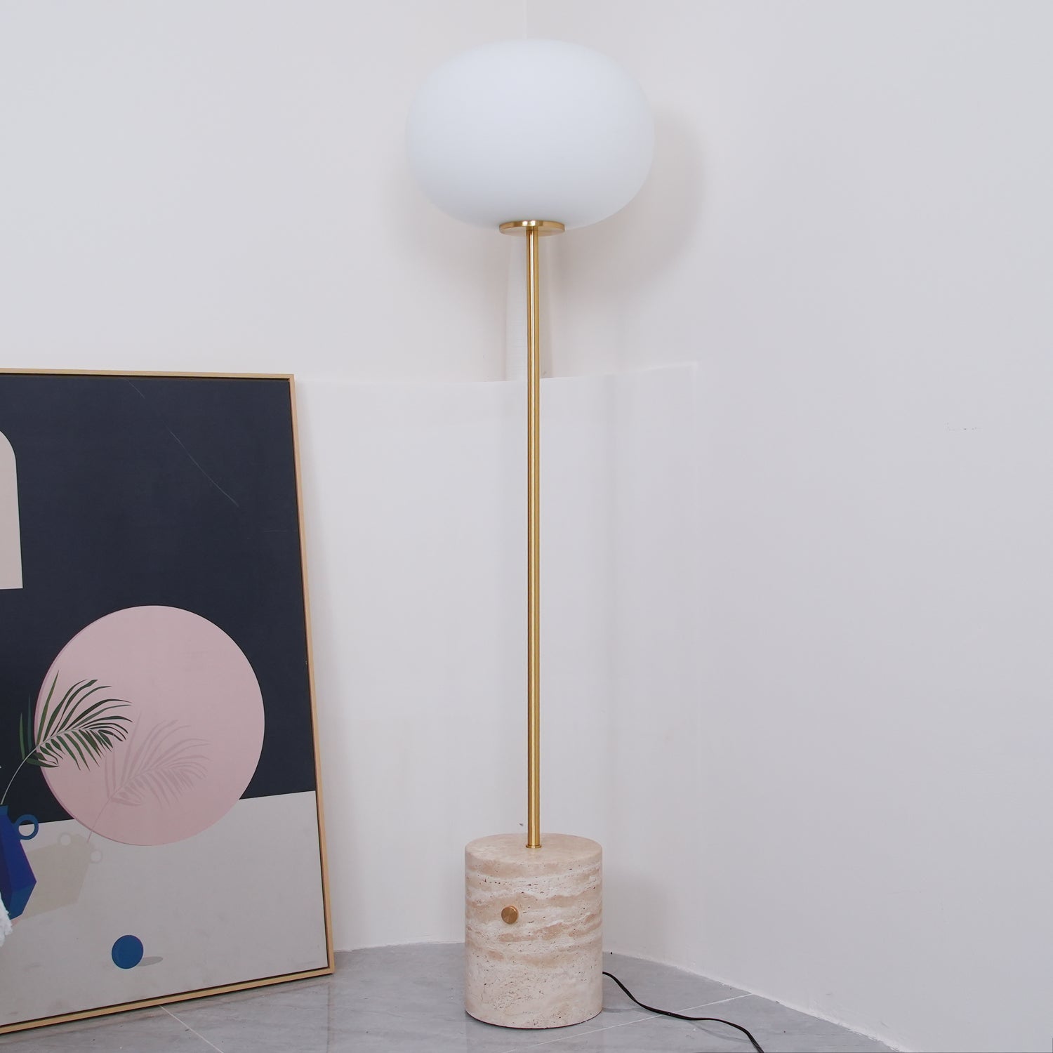 Jwda Floor Lamp Dia 13″ x H 59″ / Dia 33cm x H 150cm / Gold & White / US Plug Floor lamp