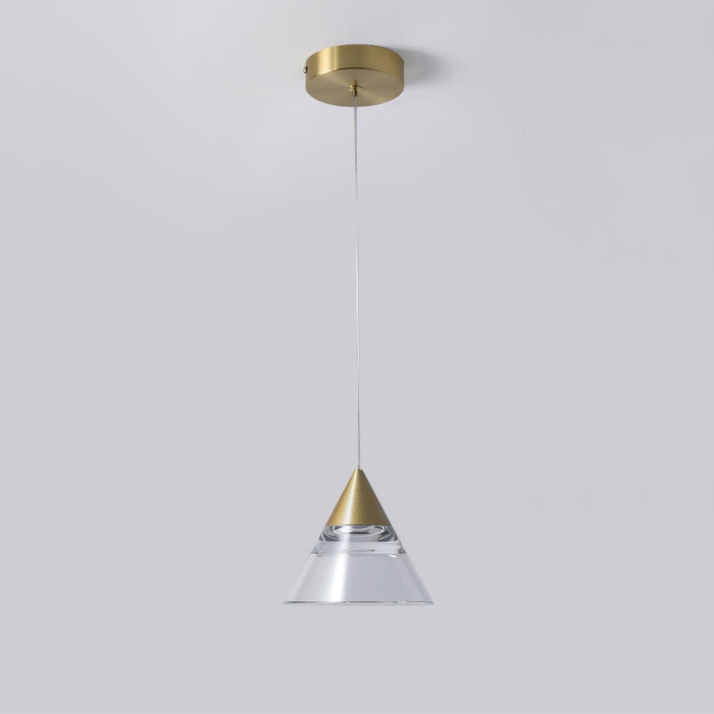 Kabru Mini Pendant Light 1 head ? 5.5″ x H 59″ / Dia 14cm x H 150cm / Polished brass + Clear / Warm Light Pendant light