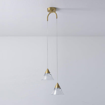Kabru Mini Pendant Light 2 heads A ? 10.2″ x H 59″ / Dia 26cm x H 150cm / Polished brass + Clear / Warm Light Pendant