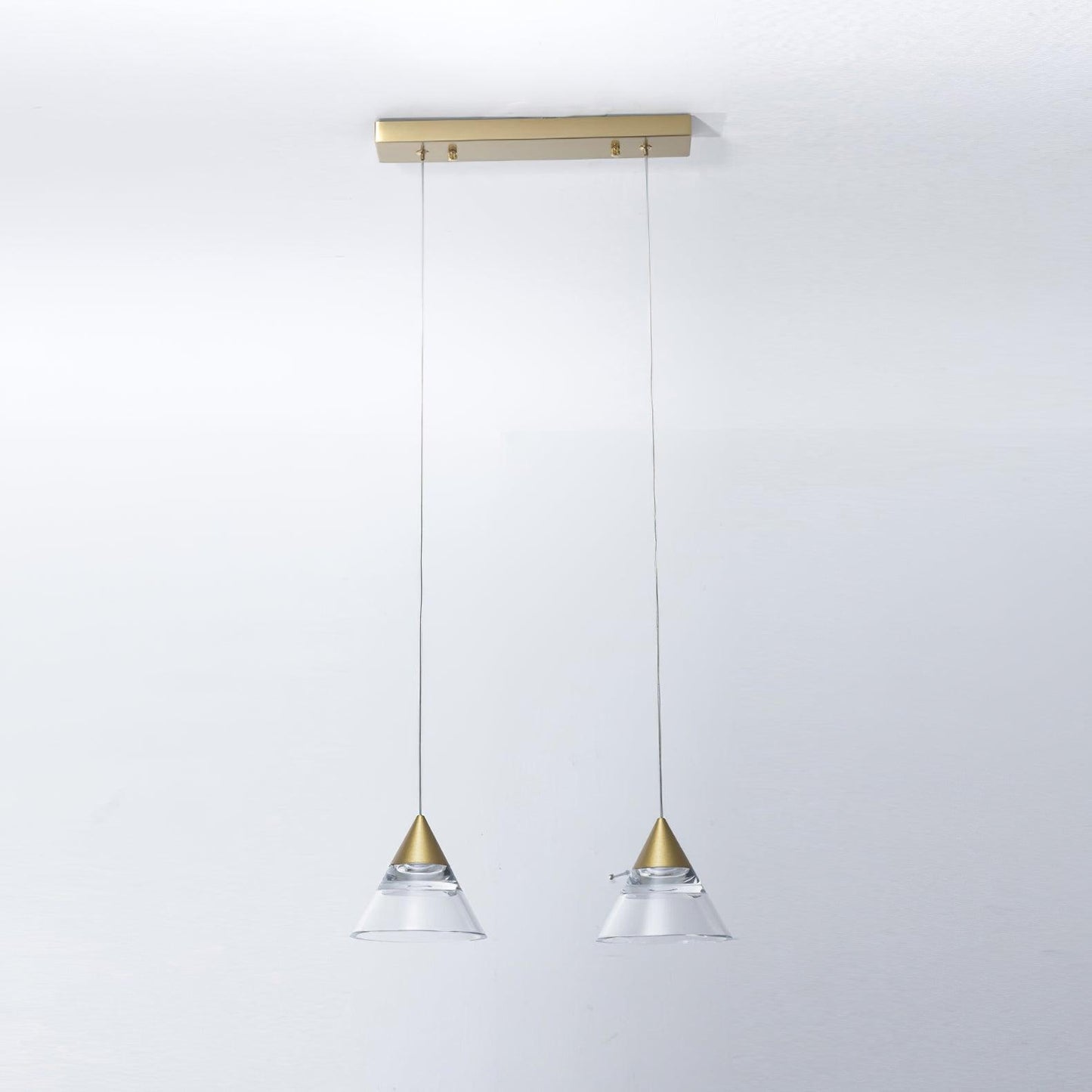 Kabru Mini Pendant Light 2 heads B ? 15.4″ x H 59″ / Dia 39cm x H 150cm / Polished brass + Clear / Warm Light Pendant