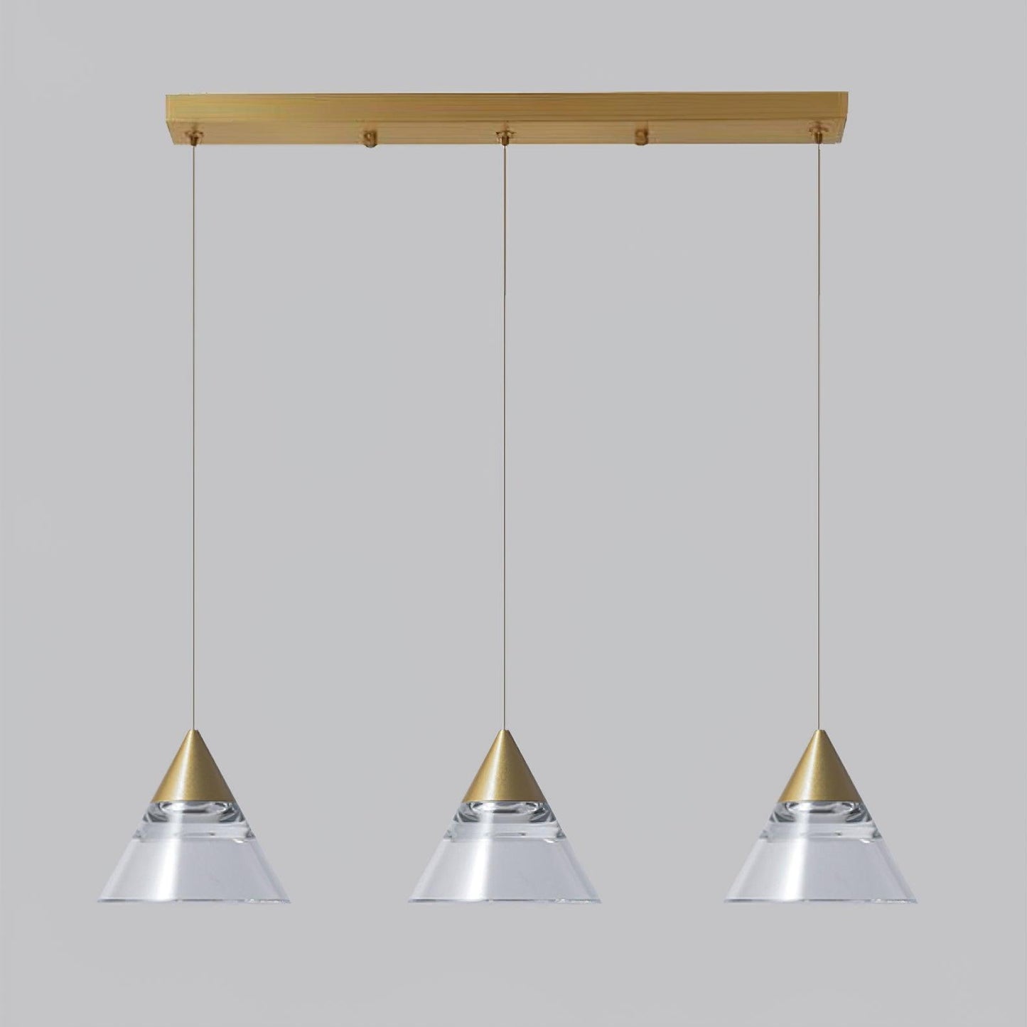 Kabru Mini Pendant Light 3 heads ? 23.6″ x H 59″ / Dia 60cm x H 150cm / Polished brass + Clear / Warm Light Pendant