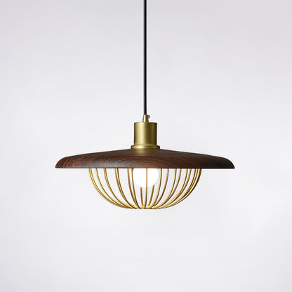 Kasa Pendant Lamp Dia 13.8″ x H 7.9″ / Dia 35cm x H 20cm / Walnut wood Pendant light