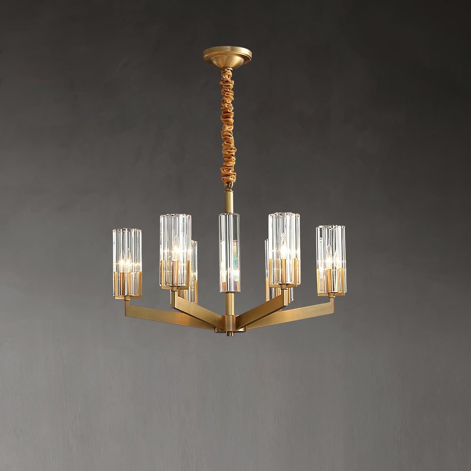 Kayla Brass Chandelier 6 heads Dia 23.6″ x H 16.1″/ Dia 60cm x H 41cm / Brass & Clear Chandelier