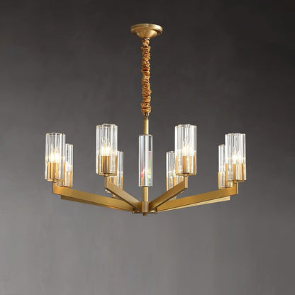 Kayla Brass Chandelier 8 heads Dia 31.4″ x H 16.1″/ Dia 80cm x H 41cm / Brass & Clear Chandelier