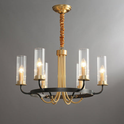 Kearney Chandelier 6 heads Φ 27.2″ x H 17.7″ / Dia 69cm x H 45cm / Black + Clear Chandelier