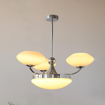 Keston Chandelier 4 heads ? 27.6″ x H 11″ / Dia 70cm x H 28cm / Chrome + Beige Chandelier