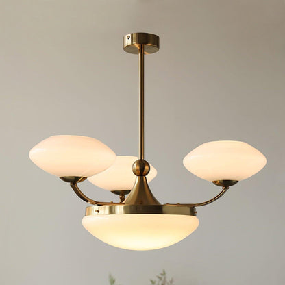 Keston Chandelier 4 heads ? 27.6″ x H 11″ / Dia 70cm x H 28cm / Gold + White Chandelier