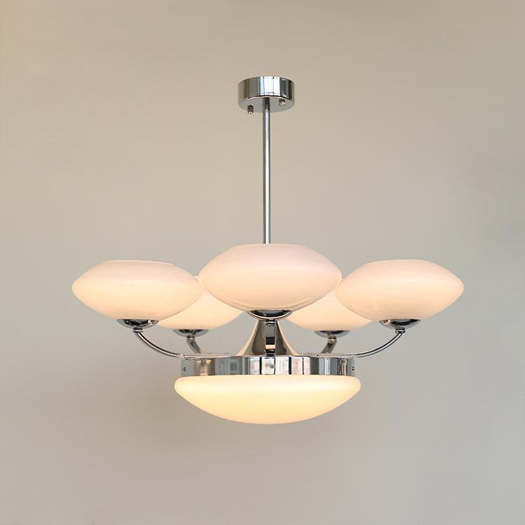 Keston Chandelier 6 heads ? 27.6″ x H 11″ / Dia 70cm x H 28cm / Chrome + White Chandelier